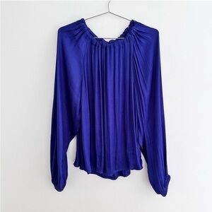GAP Bow Back Satin Blouse Med Tall Bright cobalt Medium Tall